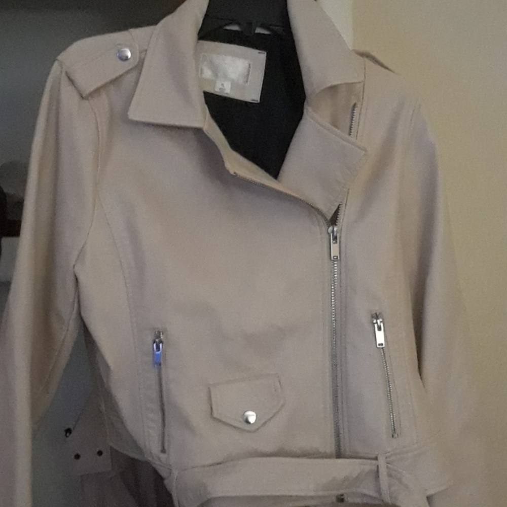 Light Blush Pink Faux Leather Jacket